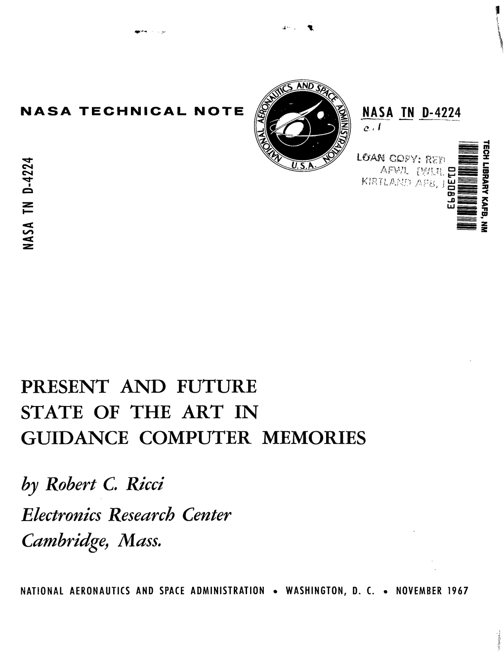 Present and Future State of the Art in Guidance Computer Memories