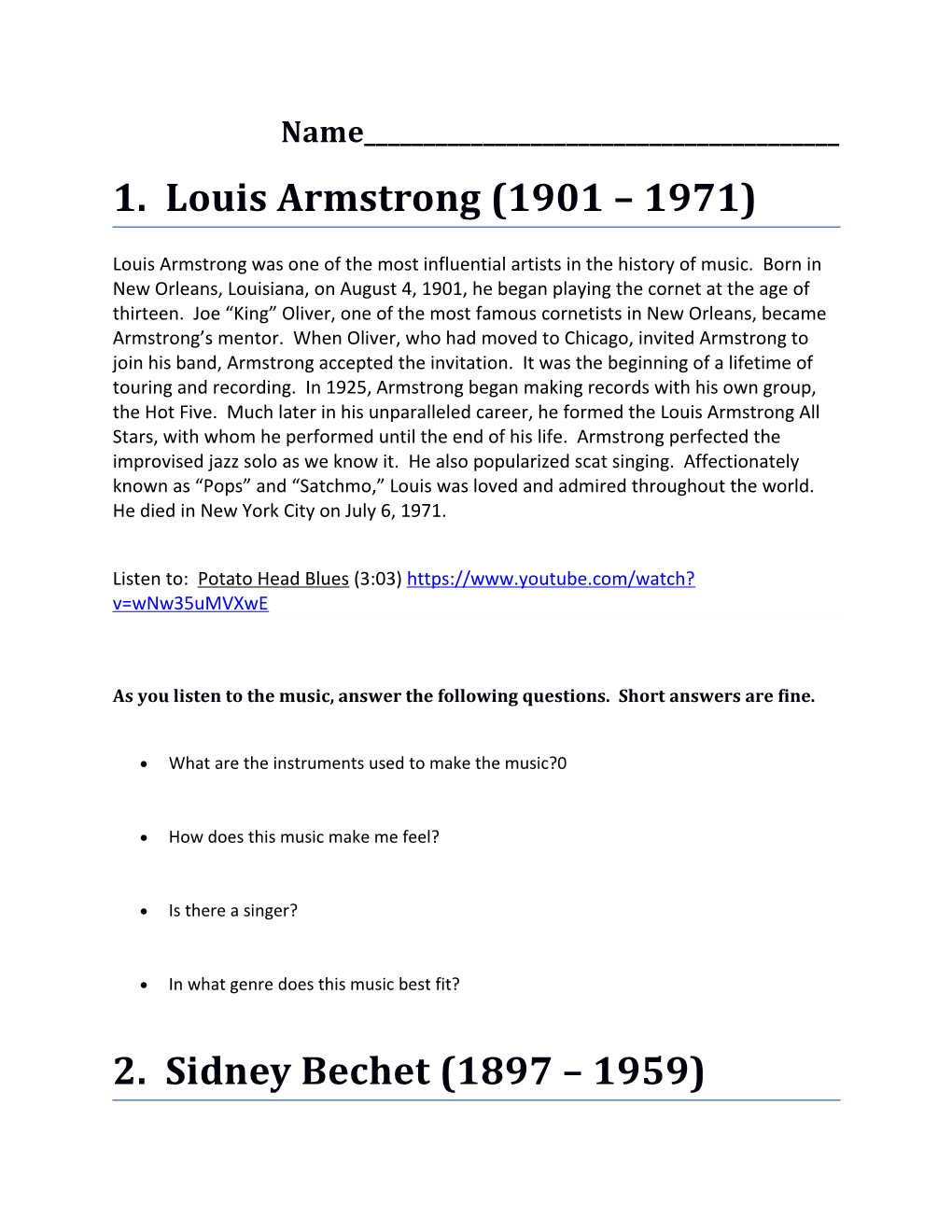 1. Louis Armstrong (1901 1971)