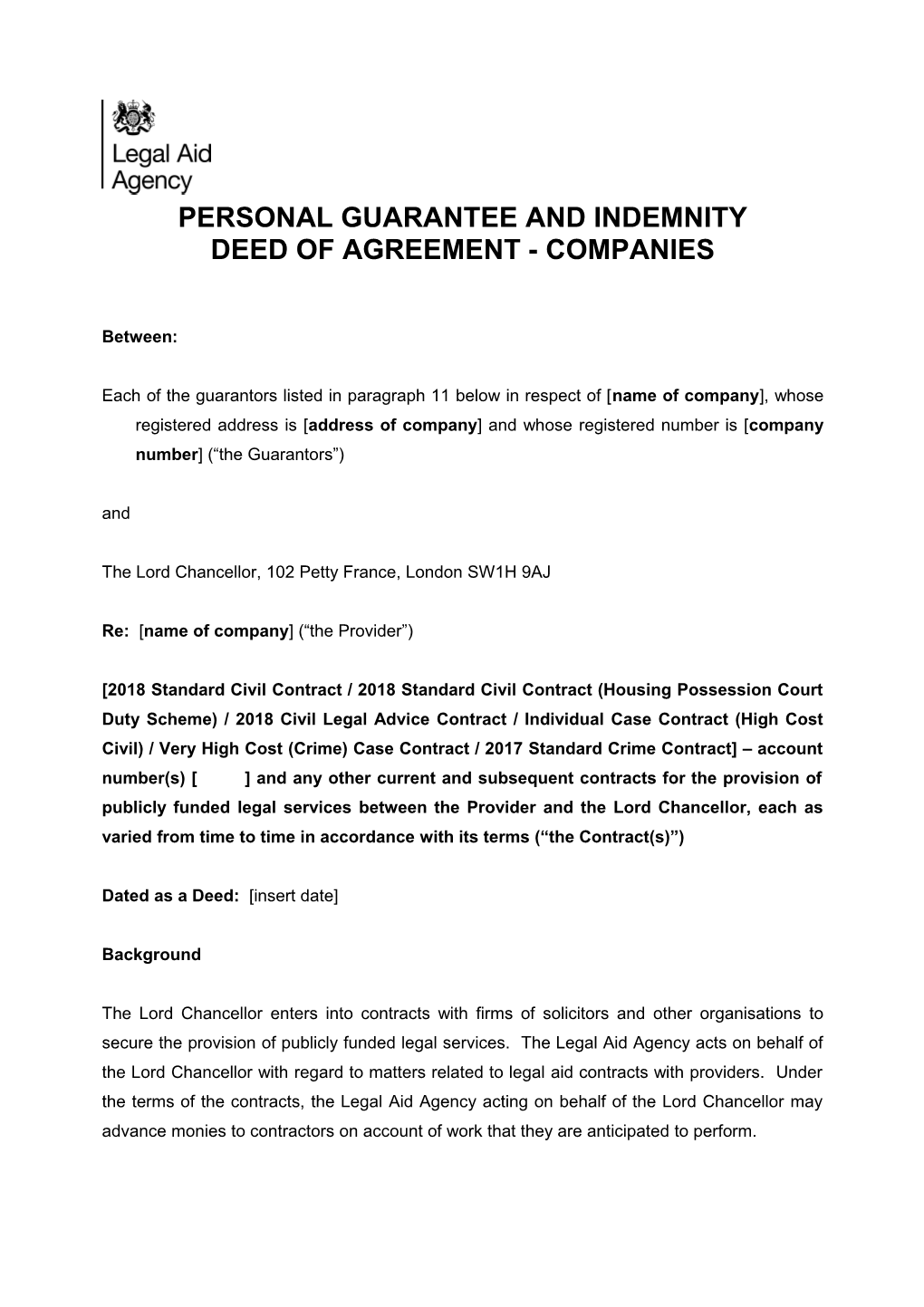 Personal Guarantee and Indemnity s1