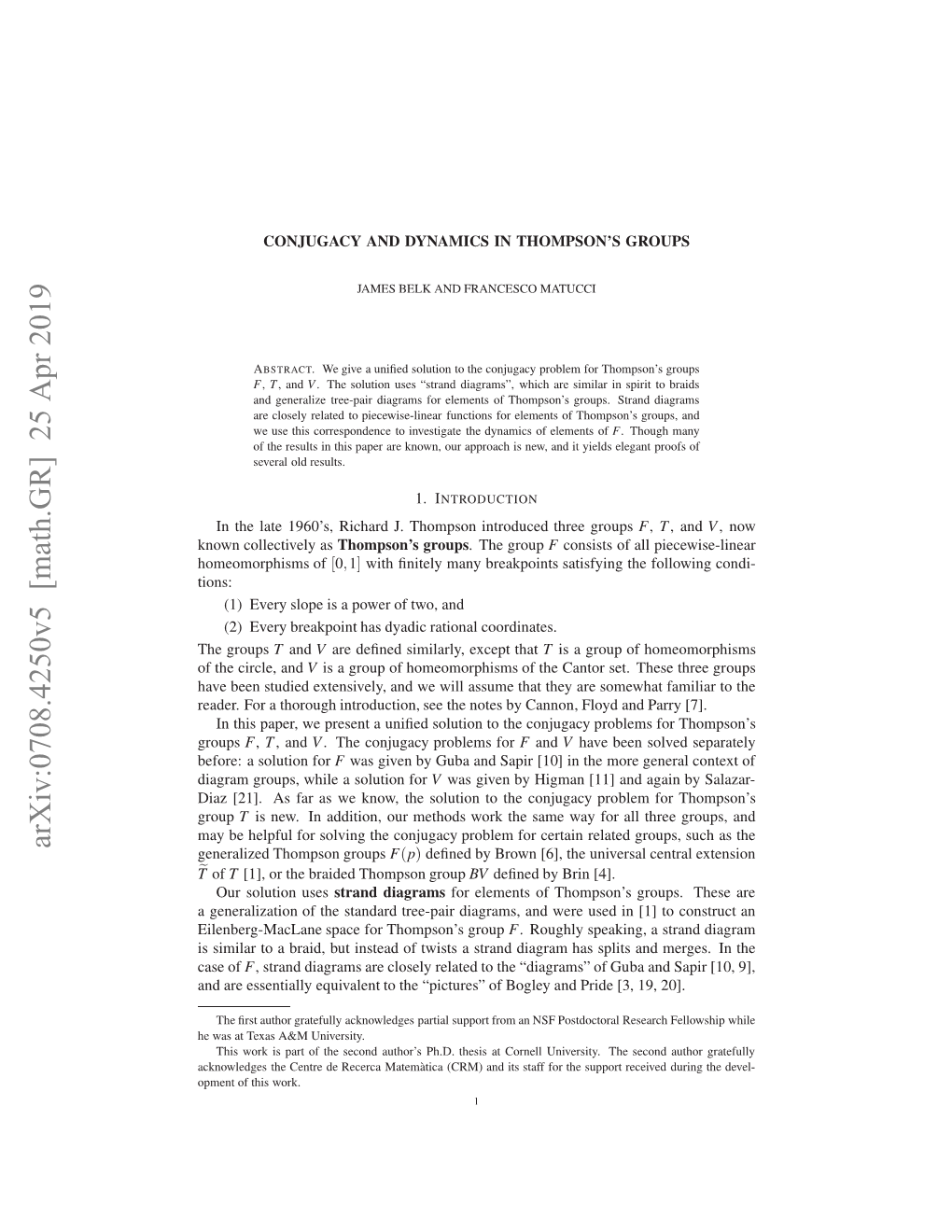 Arxiv:0708.4250V5 [Math.GR]