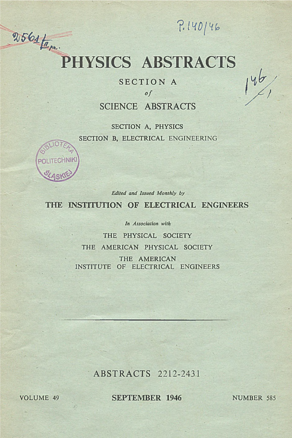 Physics Abstracts Section A