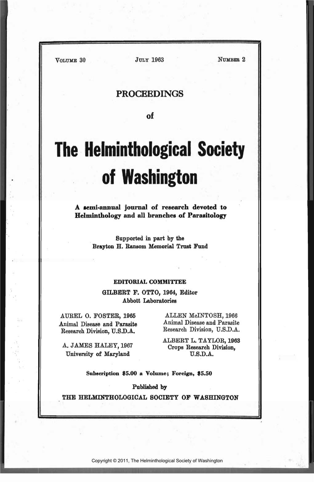 The Helminthological Society of Washington