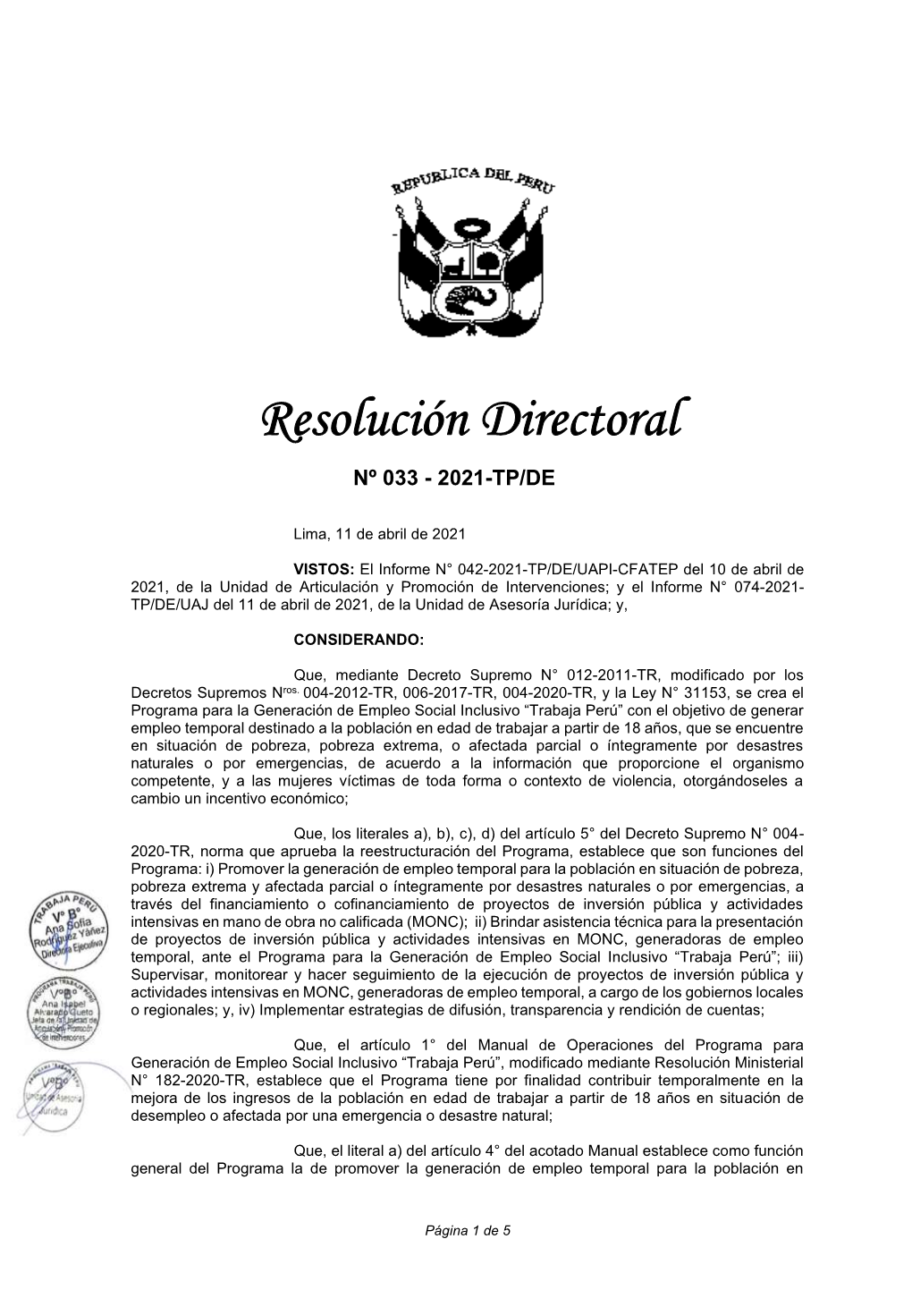 Resolución Directoral