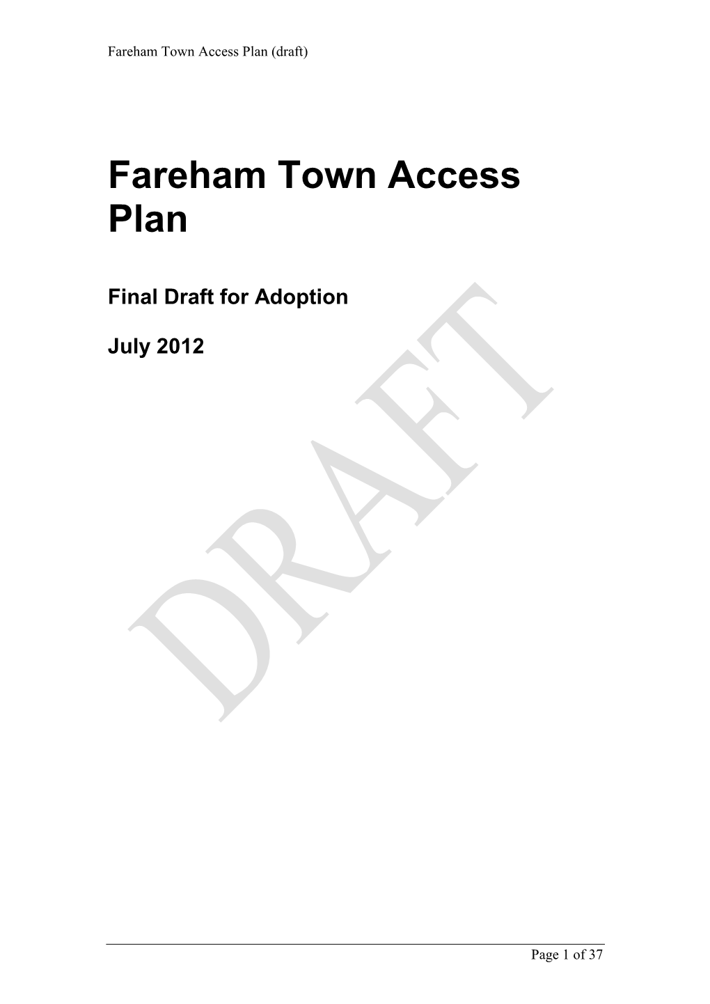 Fareham Town Access Plan (Draft)