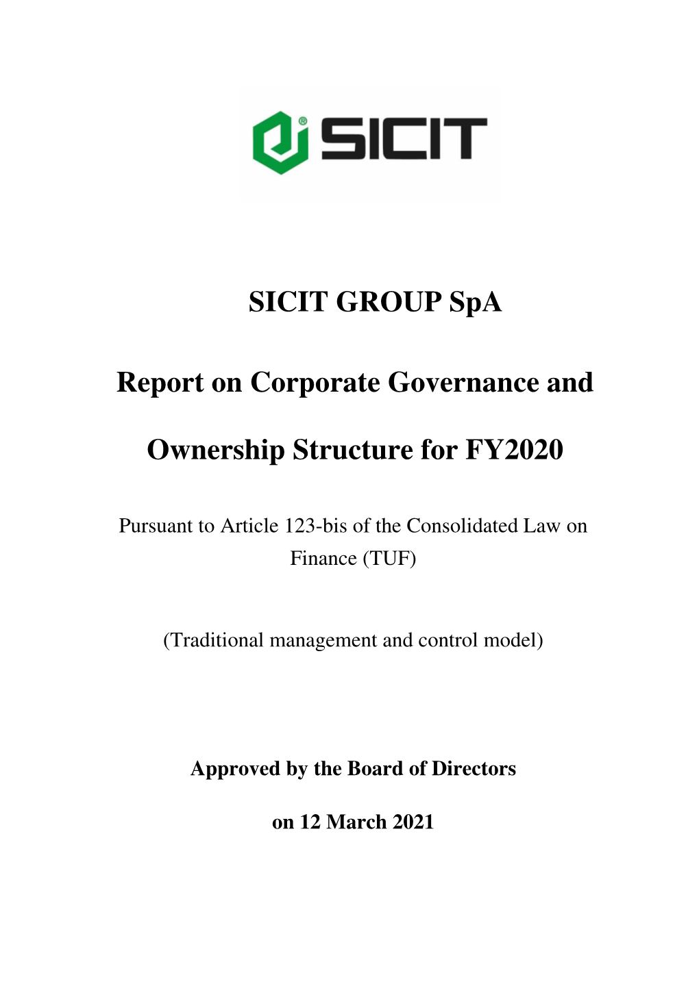 ODG 1 Relazione Sul Governo Societario E Gli Assetti Proprietari