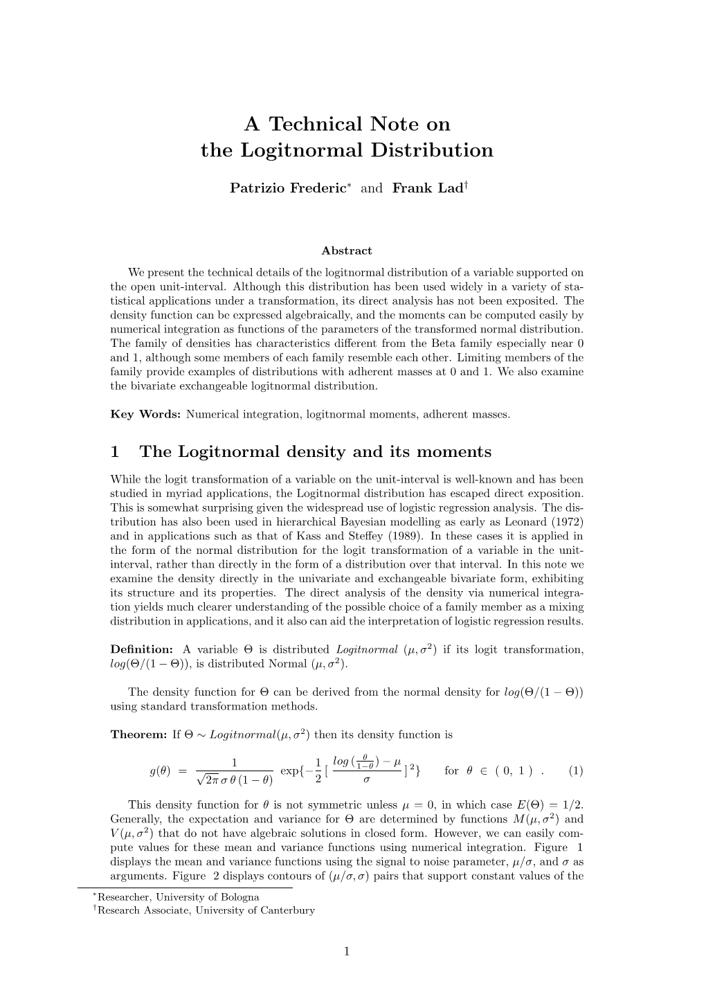 A Technical Note on the Logitnormal Distribution