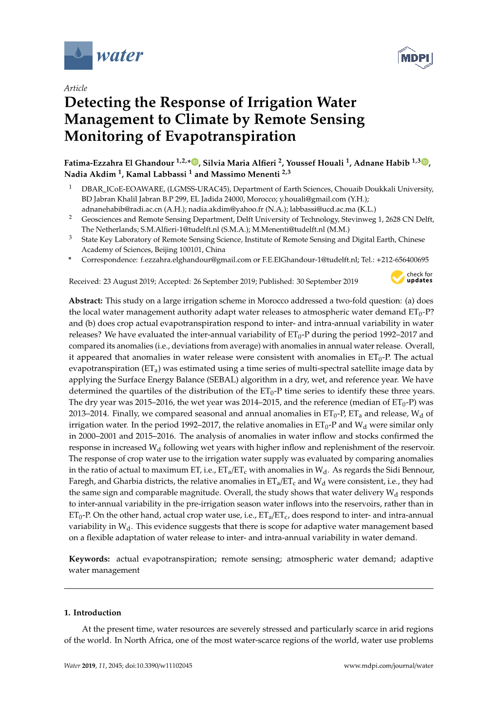 Detecting the Response of Irrigation Water Management to Climate by Remote Sensing Monitoring of Evapotranspiration