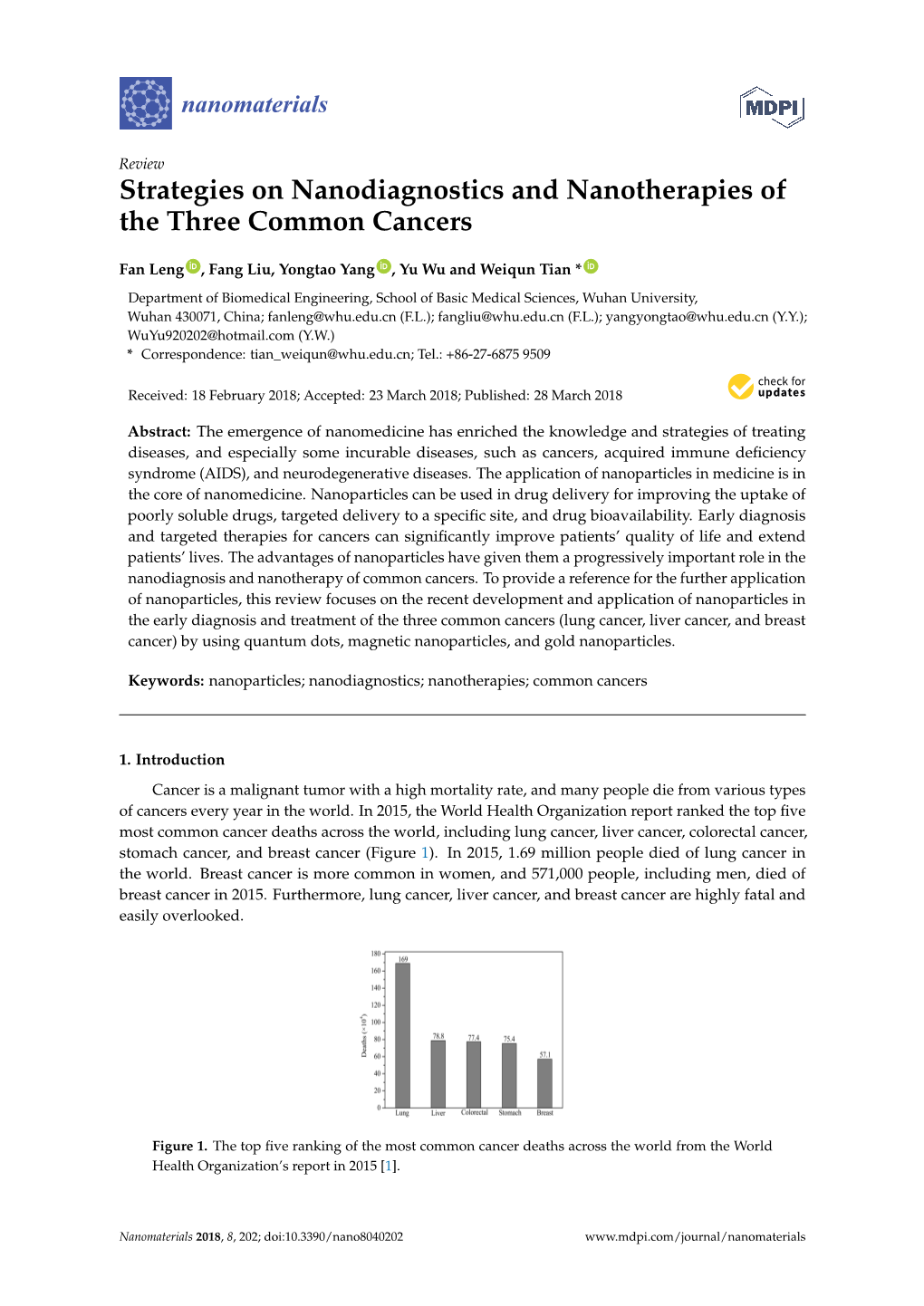 Strategies on Nanodiagnostics and Nanotherapies of the Three Common Cancers