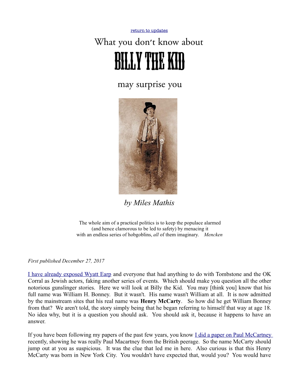 My Paper on Billy The