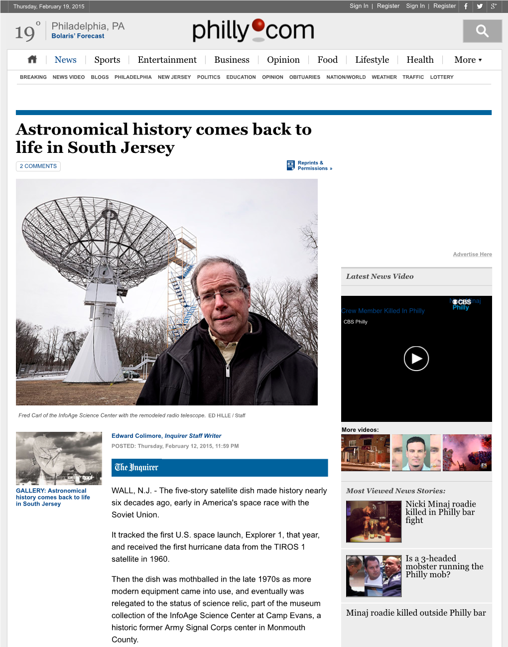 Astronomical History Comes Back to Life in South Jersey Reprints & 2 COMMENTS Permissions »