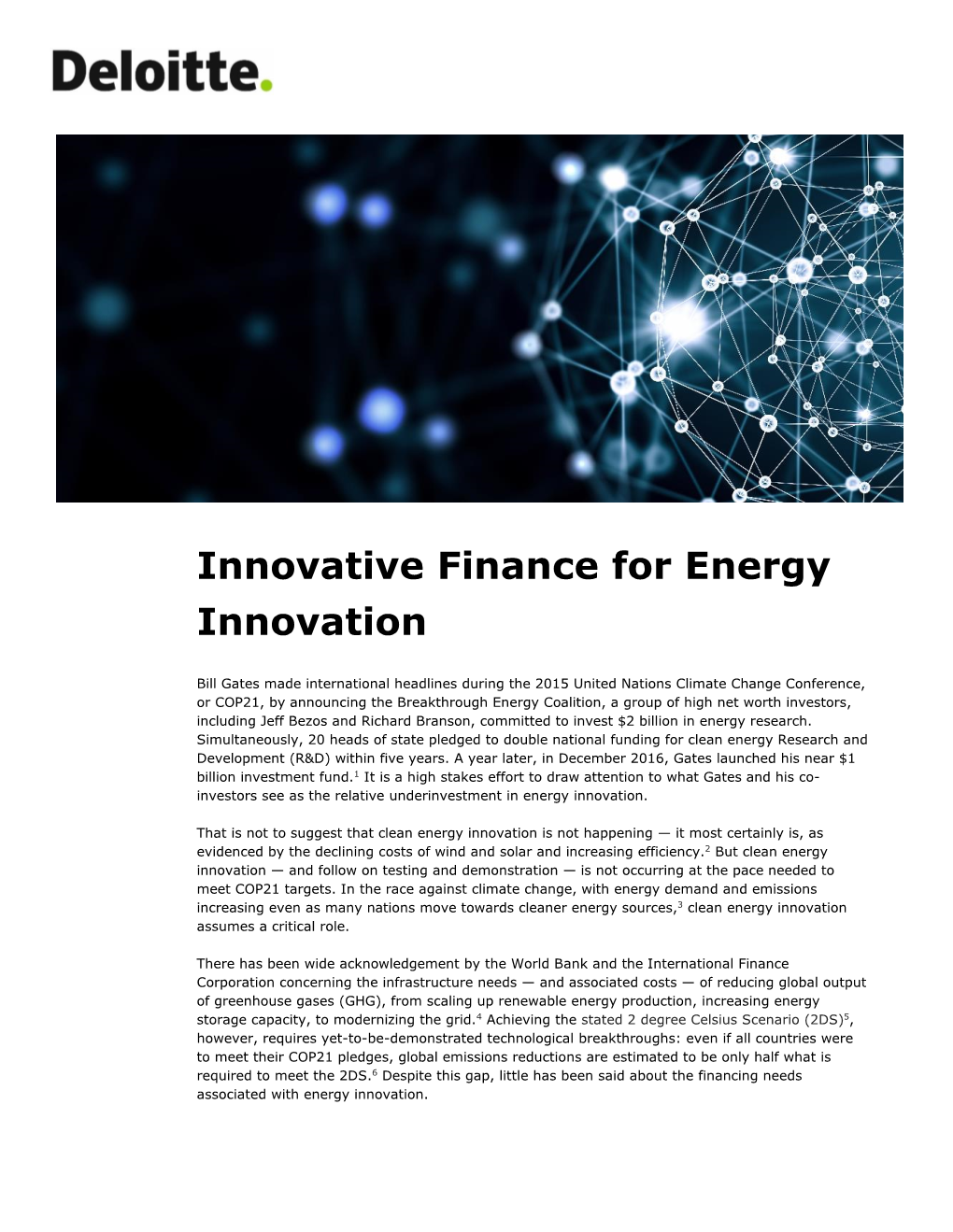 Innovative Finance for Energy Innovation Download the Report
