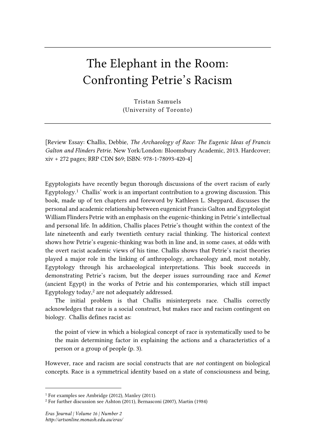 Confronting Petrie's Racism