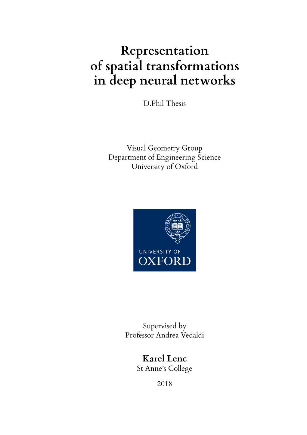 Representation of Spatial Transformations in Deep Neural Networks