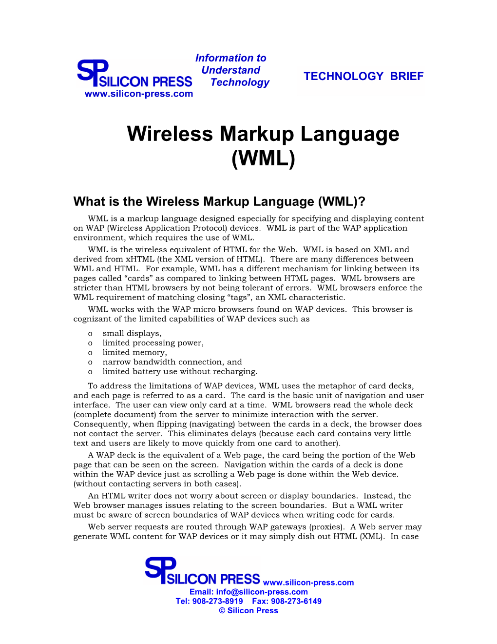 (WML) What Is the Wireless Markup Language (WML)?