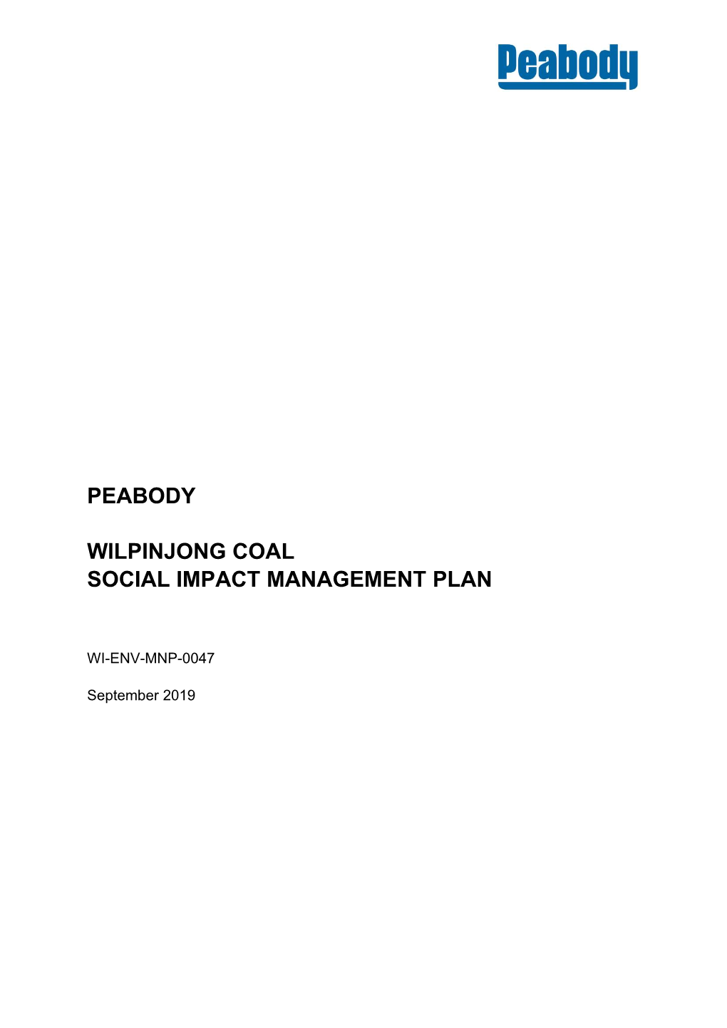 Peabody Wilpinjong Coal Social Impact Management Plan