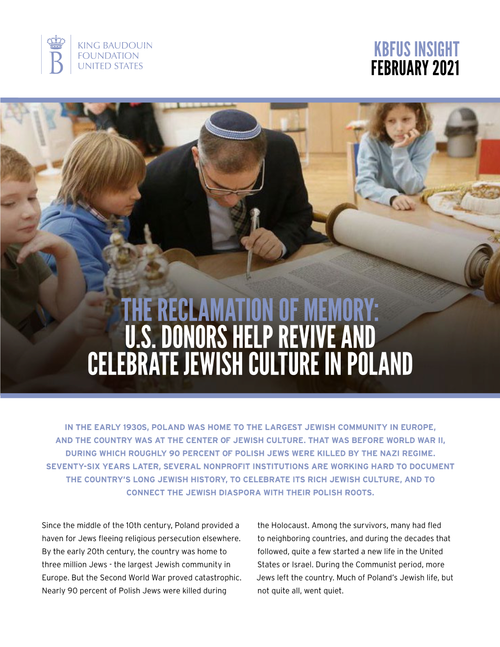 The Reclamation of Memory: U.S. Donors Help Revive and Celebrate Jewish Culture in Poland