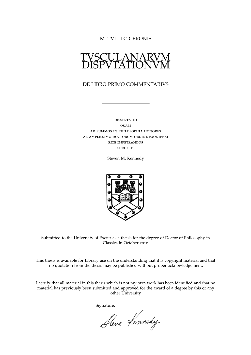 Tvsculanarvm Dispvtationvm