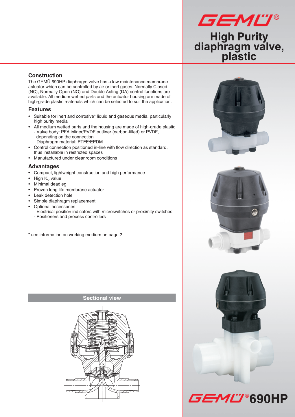 High Purity Diaphragm Valve, Plastic