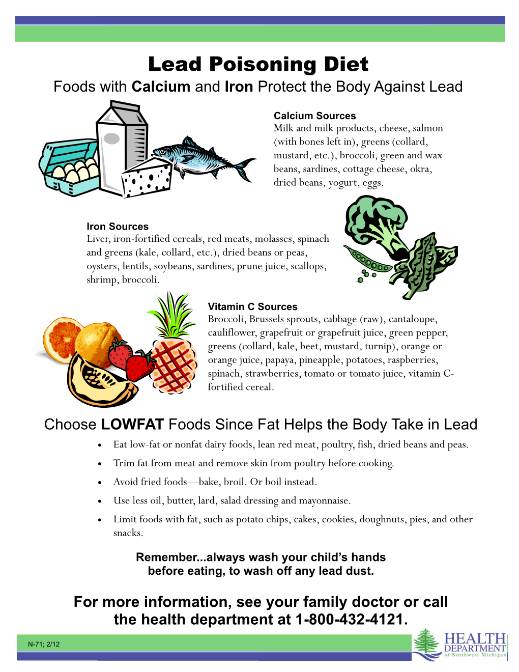 Lead Poisoning Diet Foods with Calcium and Iron Protect the Body Against Lead