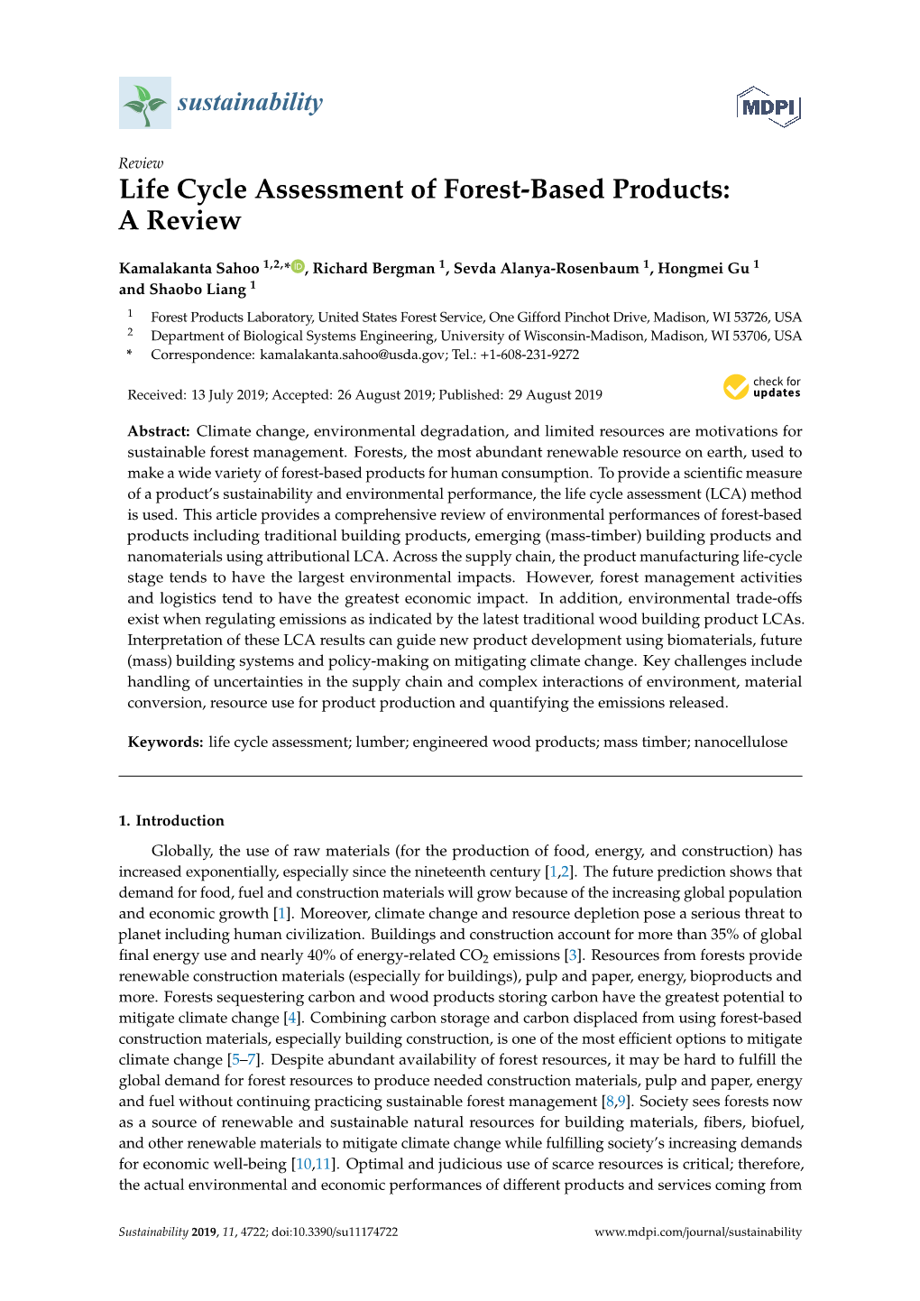 Life Cycle Assessment of Forest-Based Products: a Review