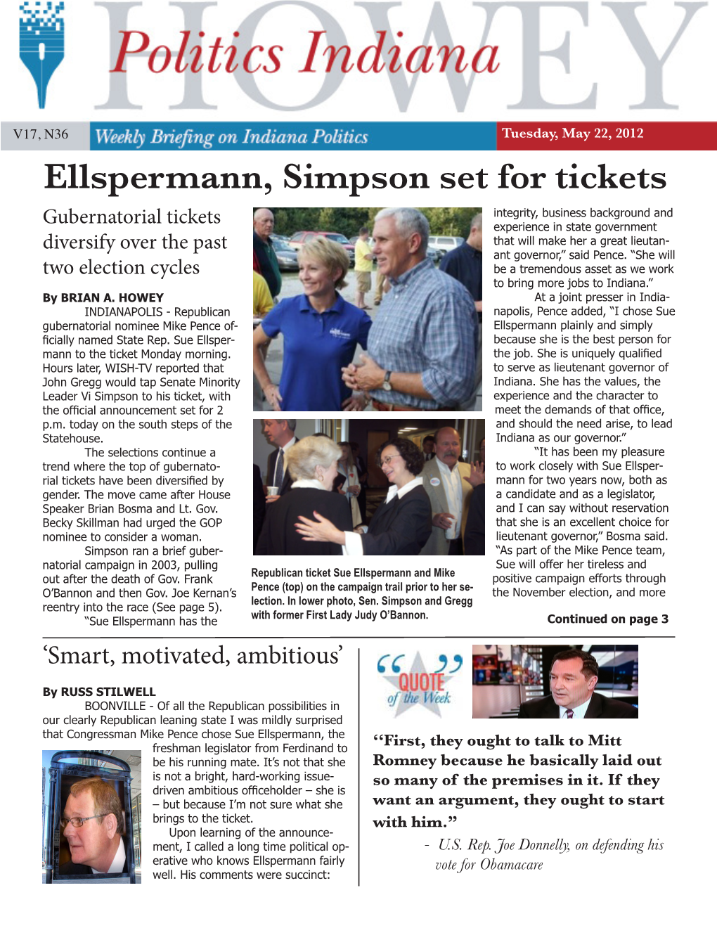 Ellspermann, Simpson Set for Tickets