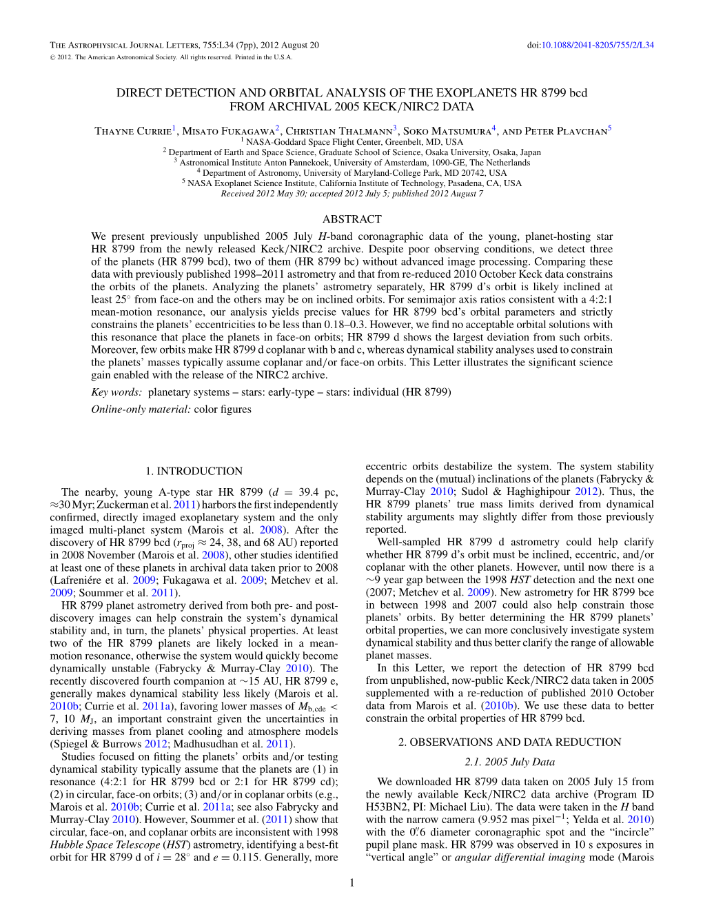 DIRECT DETECTION and ORBITAL ANALYSIS of the EXOPLANETS HR 8799 Bcd from ARCHIVAL 2005 KECK/NIRC2 DATA