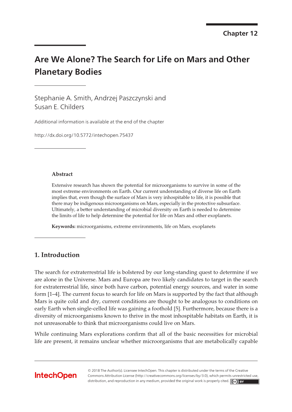 The Search for Life on Mars and Other Planetary Bodies 211