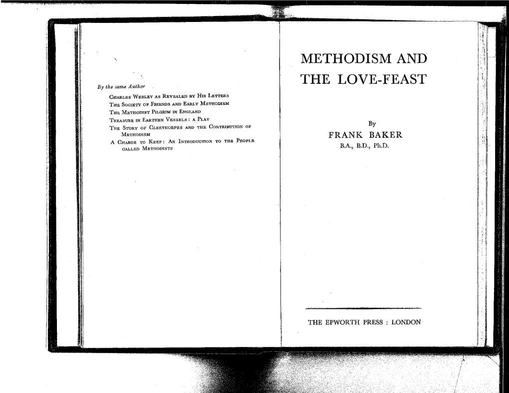 Methodism and the Love-Feast