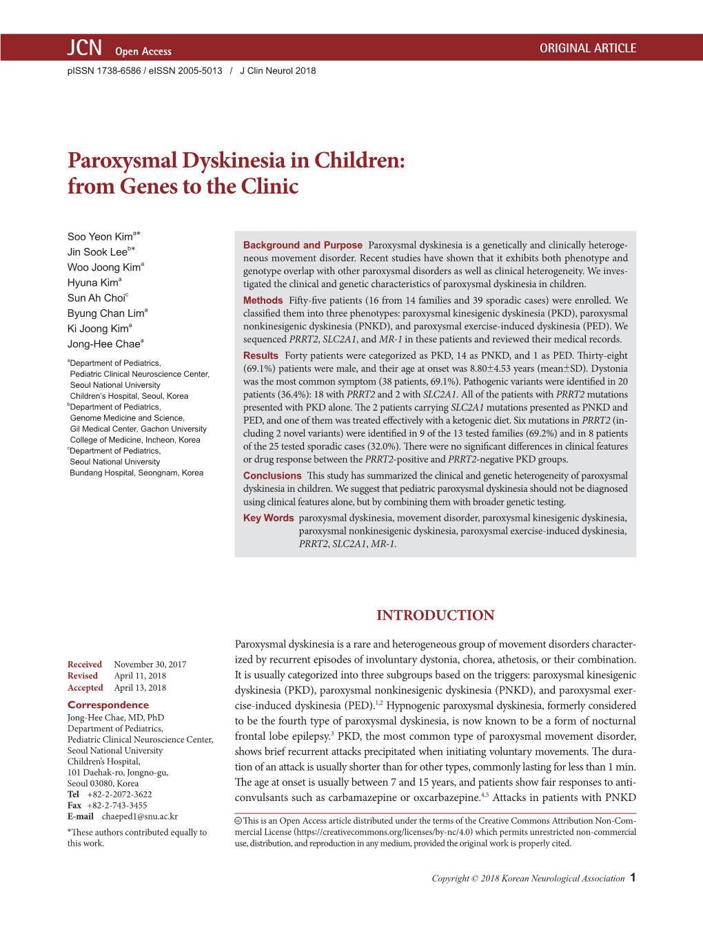 Paroxysmal Dyskinesia in Children: from Genes to the Clinic