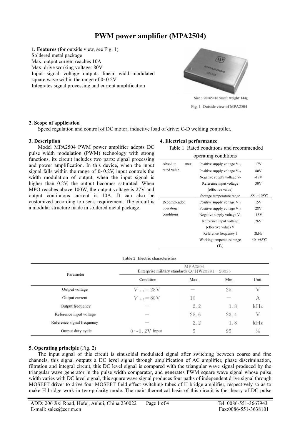 PWM Power Amplifier (MPA2504)