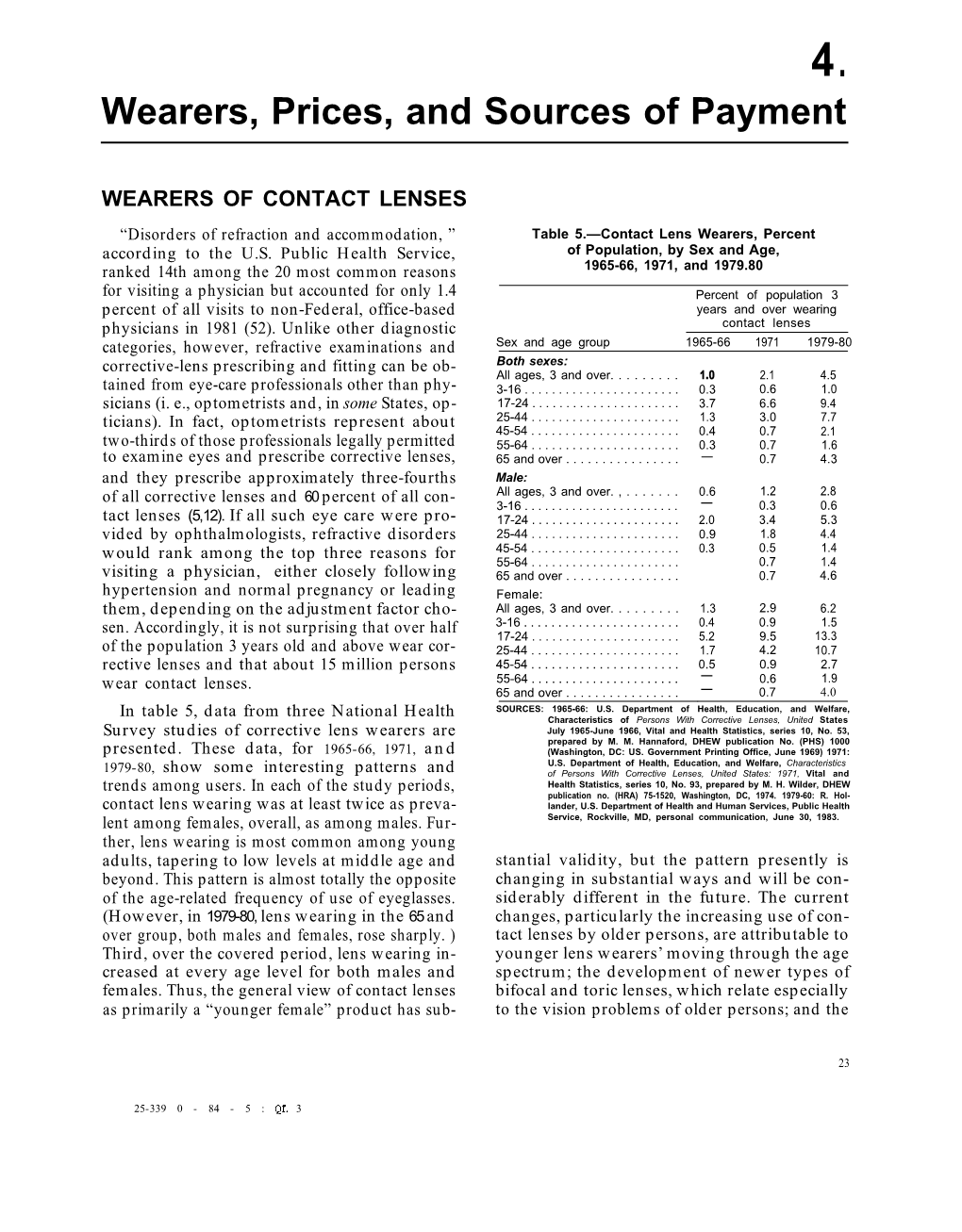 4: Wearers, Prices, and Sources of Payment