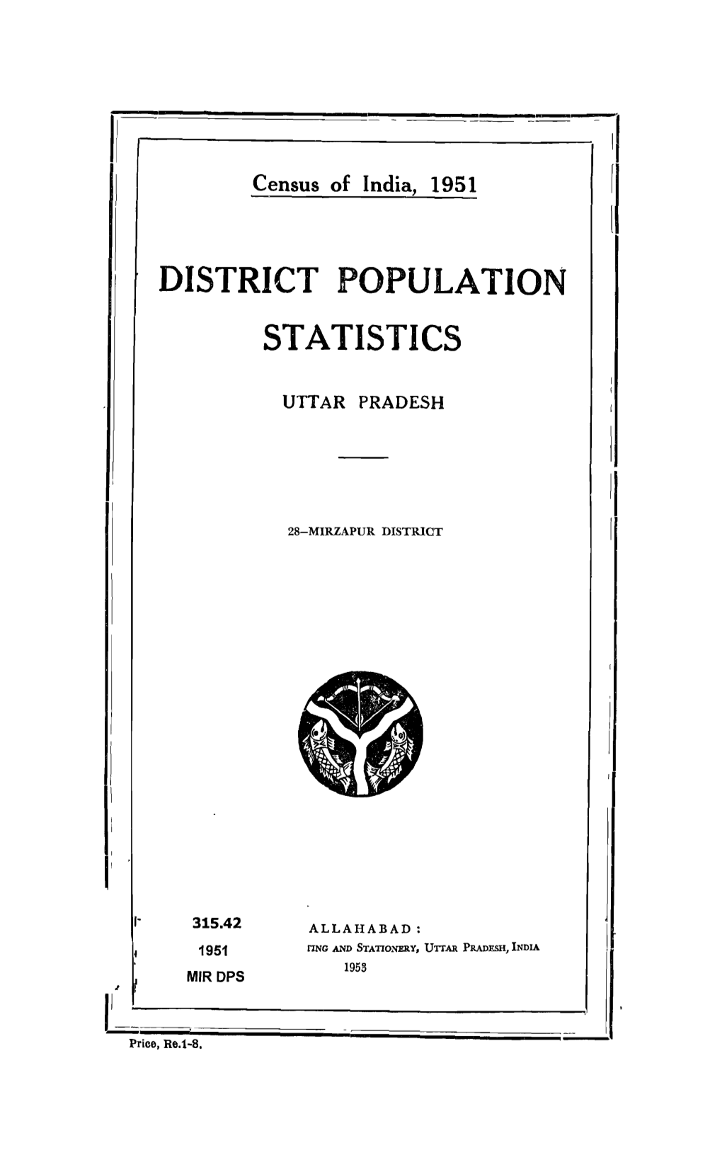 District Population Statistics, 28-Mirzapur , Uttar Pradesh