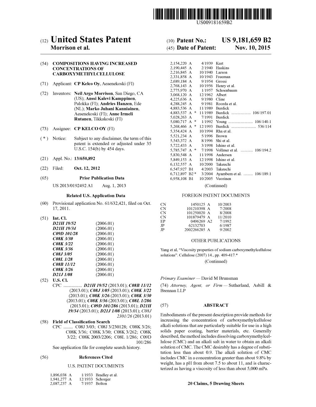 (12) United States Patent (10) Patent No.: US 9,181,659 B2 Morrison Et Al