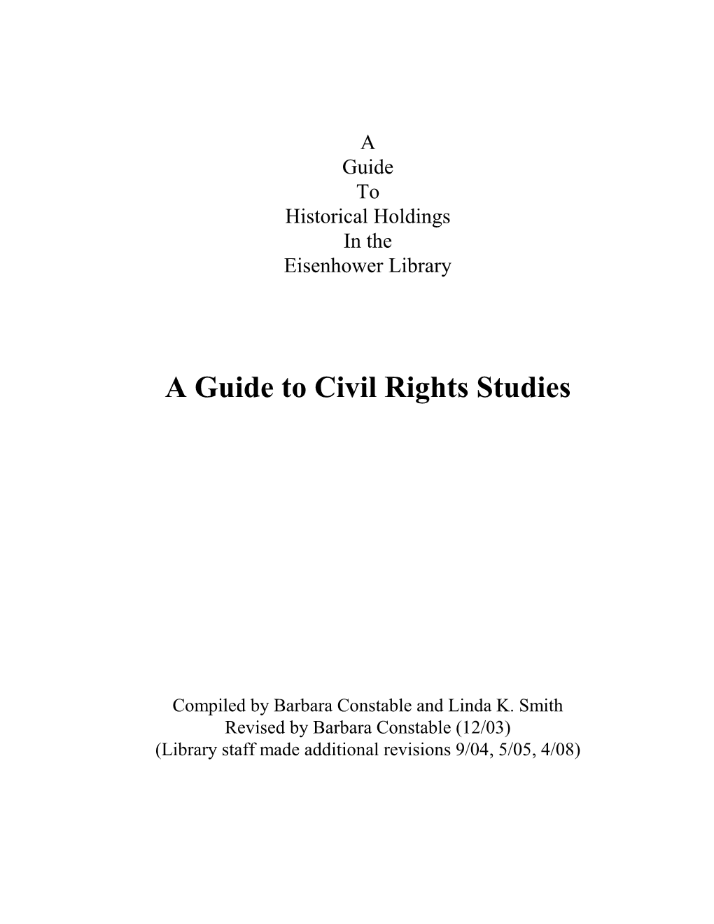 Civil Rights, Guide to Studies Of