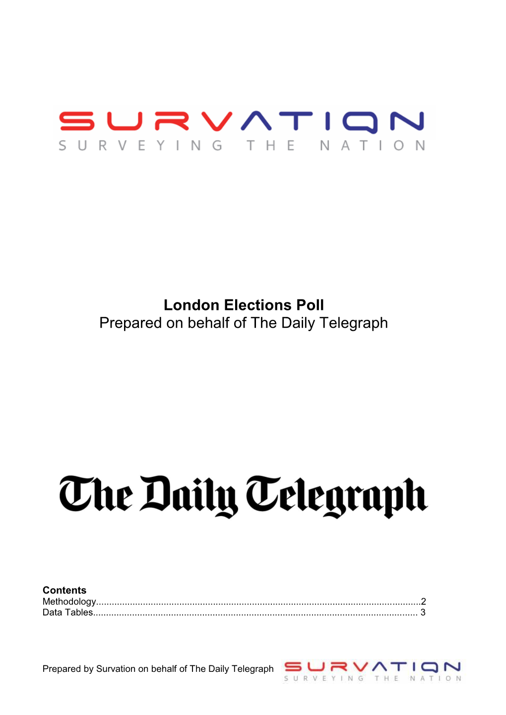 London Elections Poll Prepared on Behalf of the Daily Telegraph