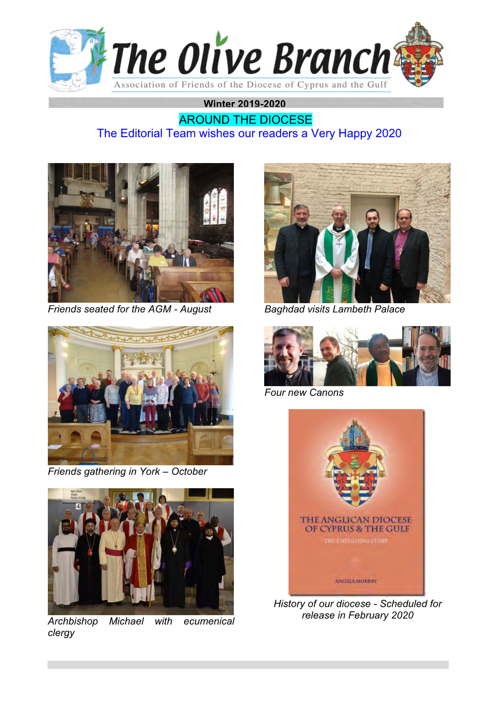 Winter 2019-2020 AROUND the DIOCESE the Editorial Team Wishes Our Readers a Very Happy 2020