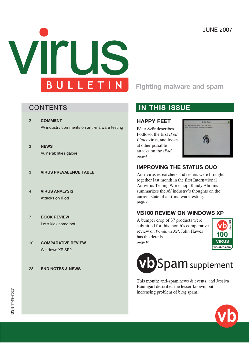 VB100 REVIEW on WINDOWS XP 7 BOOK REVIEW a Bumper Crop of 37 Products Were Let’S Kick Some Bot! Submitted for This Month’S Comparative Review on Windows XP