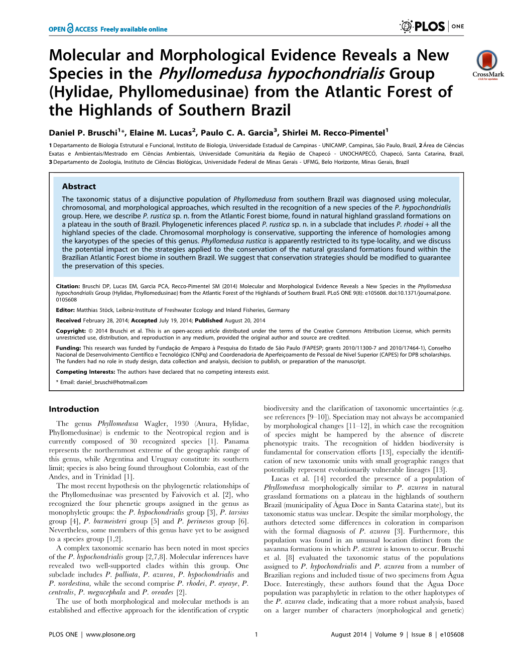 Species in the Phyllomedusa Hypochondrialis Group (Hylidae, Phyllomedusinae) from the Atlantic Forest of the Highlands of Southern Brazil