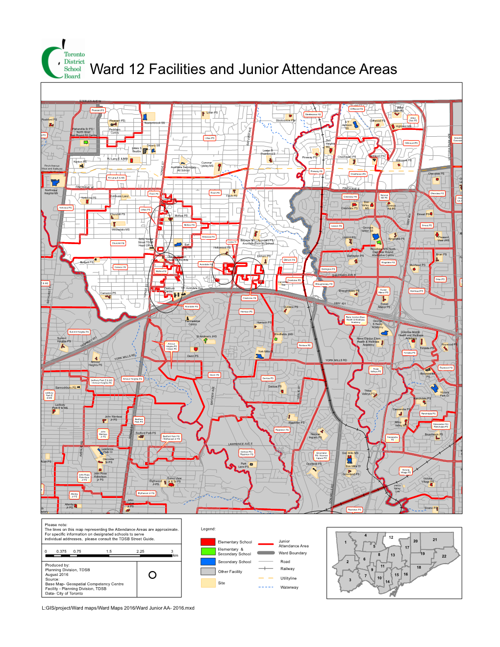 Ward 12 Facilities and Junior Attendance Areas