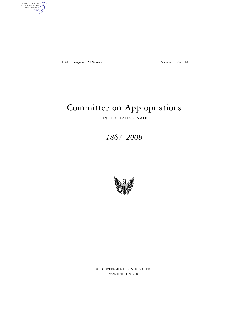 Committee on Appropriations UNITED STATES SENATE