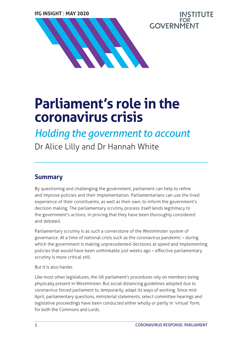 Parliament's Role in the Coronavirus Crisis