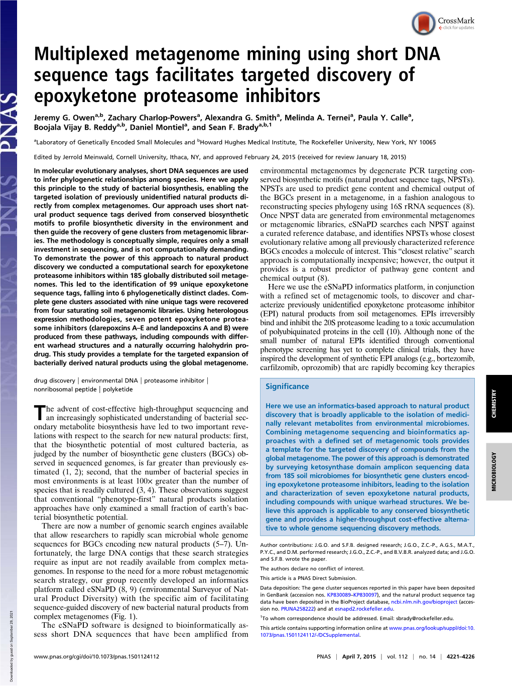 Multiplexed Metagenome Mining Using Short DNA Sequence Tags Facilitates Targeted Discovery of Epoxyketone Proteasome Inhibitors