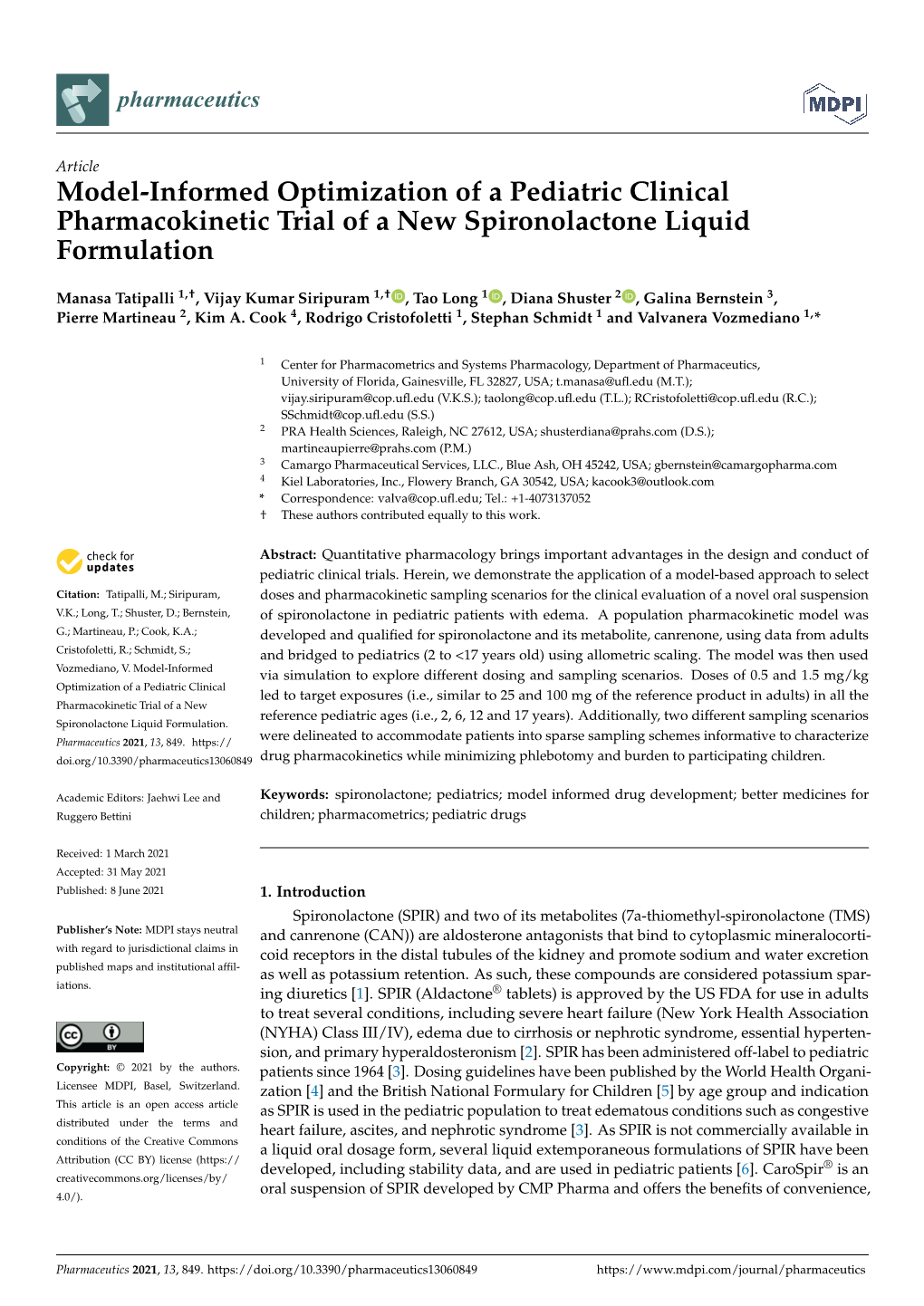 Model-Informed Optimization of a Pediatric Clinical Pharmacokinetic Trial of a New Spironolactone Liquid Formulation