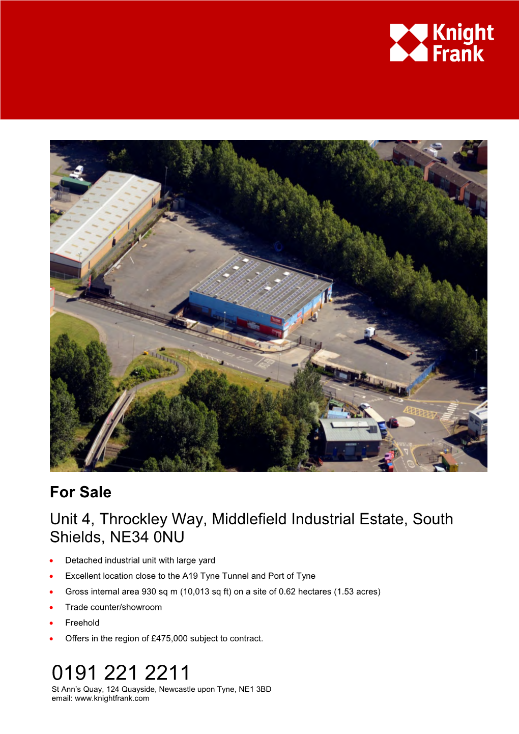 For Sale Unit 4, Throckley Way, Middlefield Industrial Estate, South Shields, NE34 0NU
