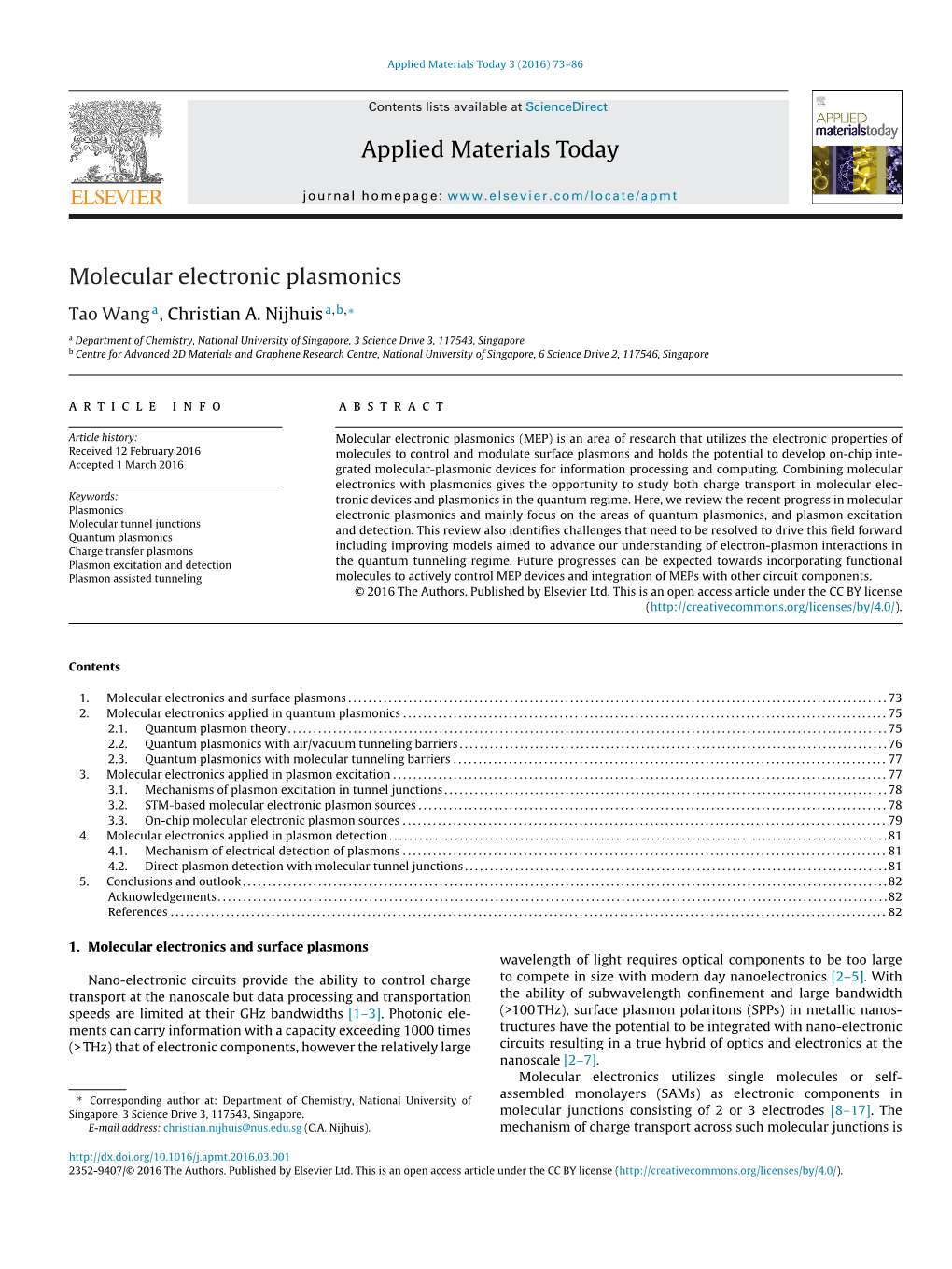 Molecular Electronic Plasmonics