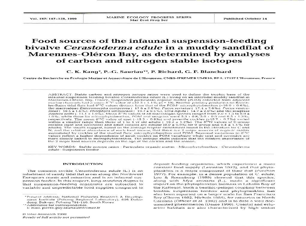 Food Sources of the Infaunal Suspension-Feeding Bivalve