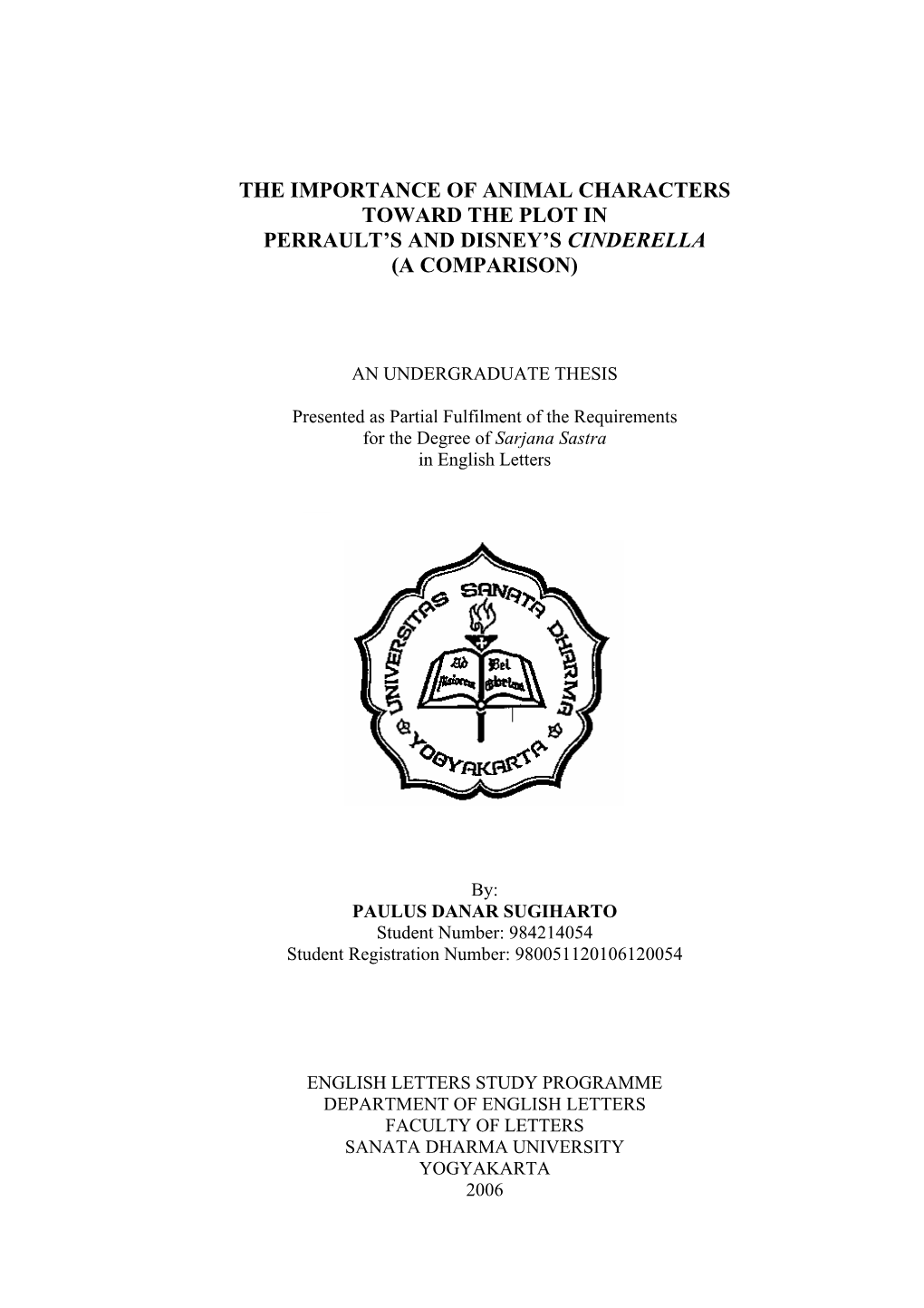 A Sarjana Sastra Undergraduate Thesis