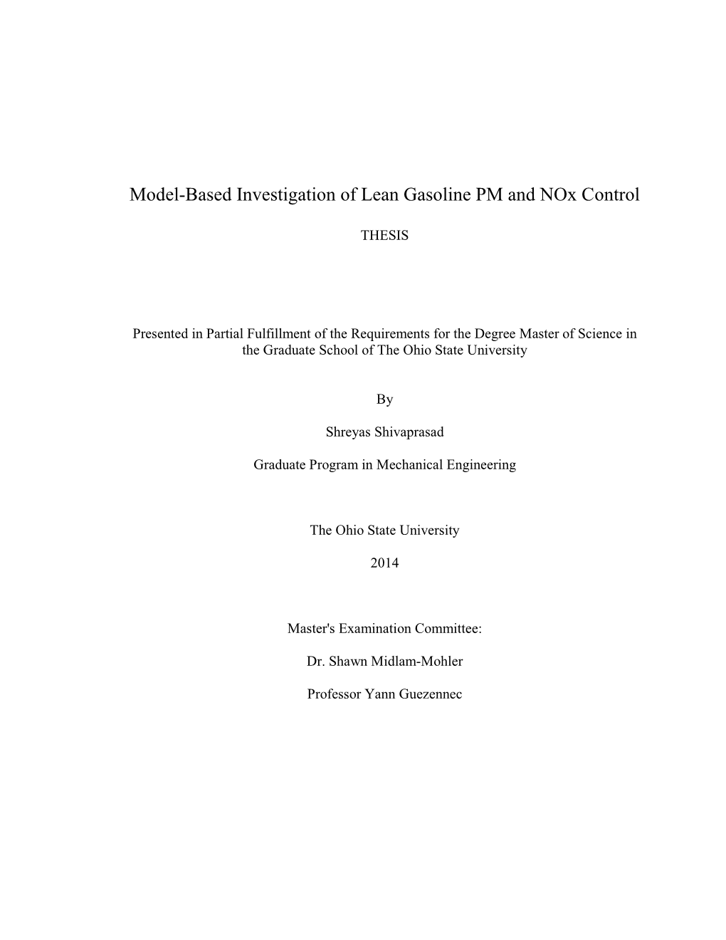 Model-Based Investigation of Lean Gasoline PM and Nox Control