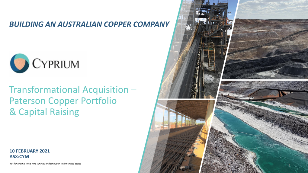 CYM:Paterson Copper Portfolio Acquisition & Capital Raising