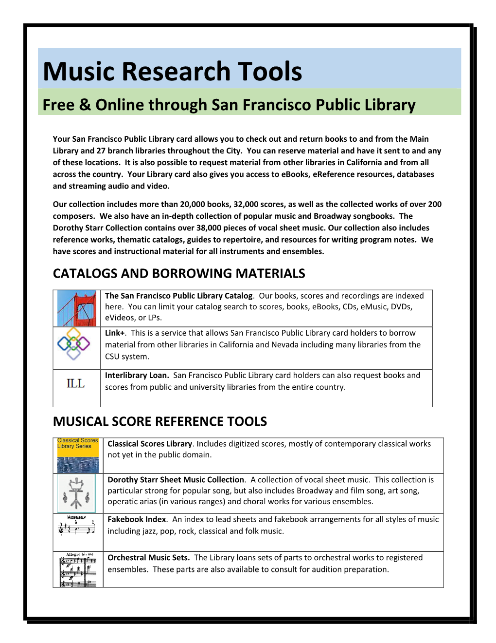 Music Research Tools Free & Online Through San Francisco Public Library